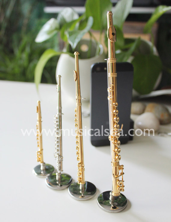 Miniature Golden Flute Musical Instrument